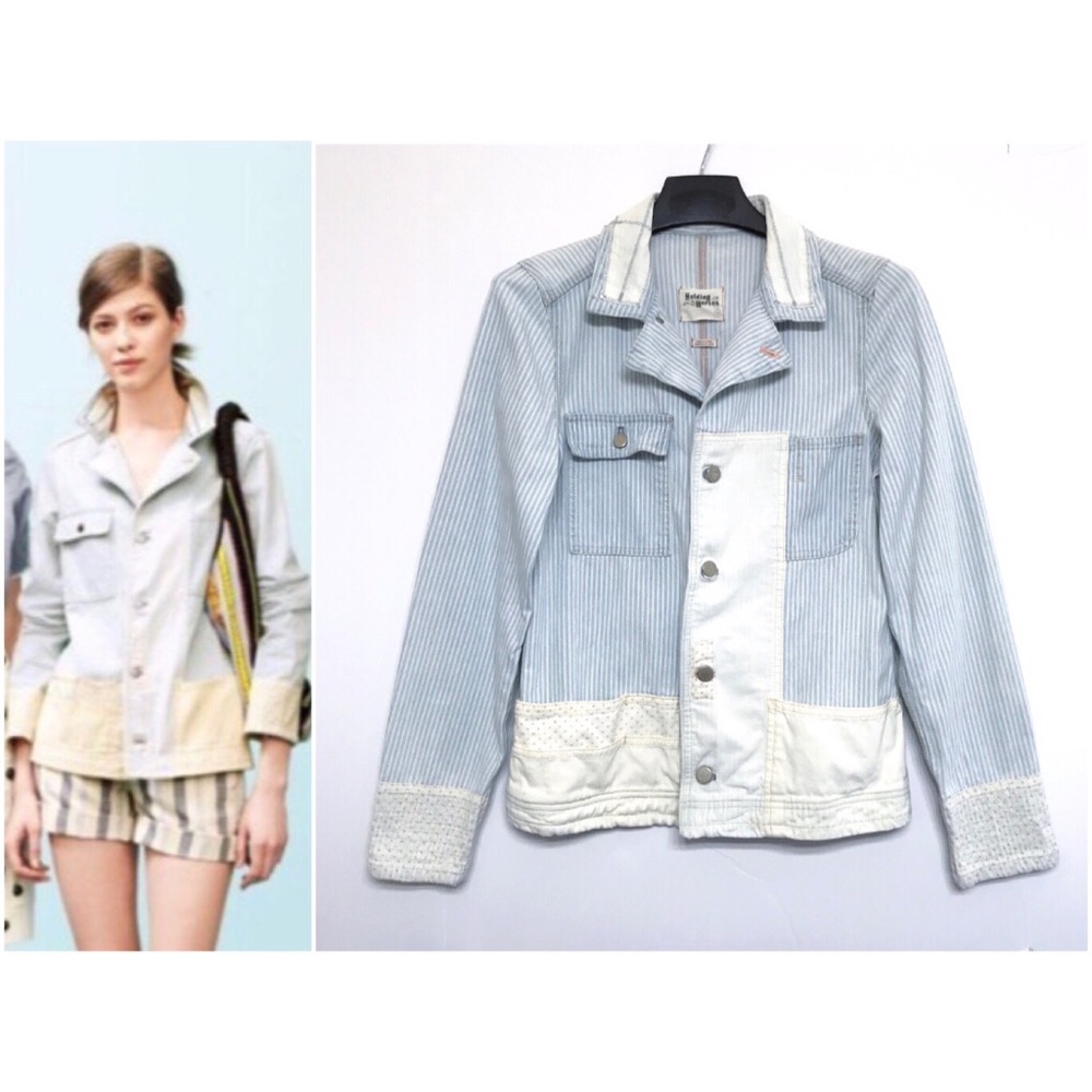 Holding Horses Pinstripe Patchwork Jacket, Size XS